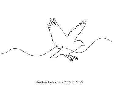 Bird one line drawing vector minimalist animal silhouette isolated on white background