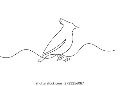 Bird one line drawing vector minimalist animal silhouette isolated on white background