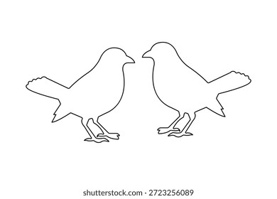 Silhueta animal minimalista do vetor de uma linha da ave isolada no fundo branco