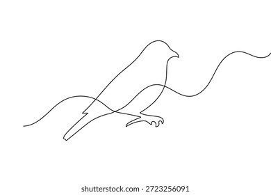 Bird one line drawing vector minimalist animal silhouette isolated on white background