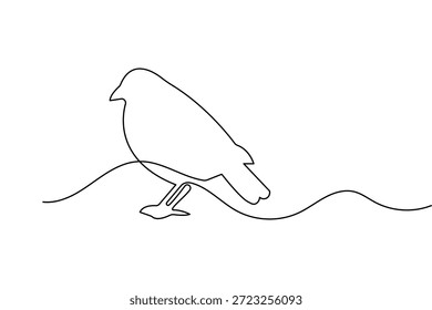 Bird one line drawing vector minimalist animal silhouette isolated on white background