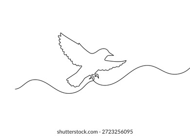 Bird one line drawing vector minimalist animal silhouette isolated on white background