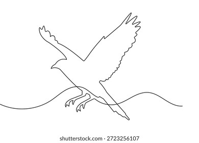 Bird one line drawing vector minimalist animal silhouette isolated on white background