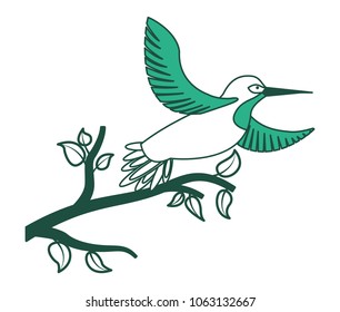 bird open winds in tree branch wildlife
