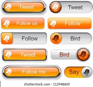 Bird orange web buttons for website or app. Vector eps10.