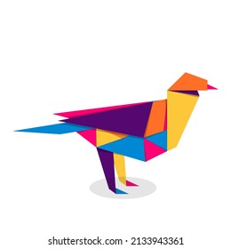 Bird origami. Abstract colorful vibrant bird logo design. Animal origami. Vector illustration