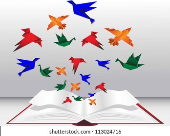bird Origami abstract on book vector