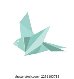 bird origami illustration isolated on white color background