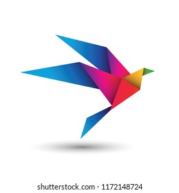 bird origami isolated  vector