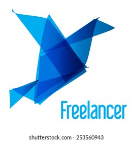  bird origami LOGO blue