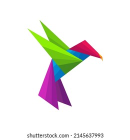 Vector de diseño del logo de Bird Origami. Símbolo de icono. Ilustración de plantilla
