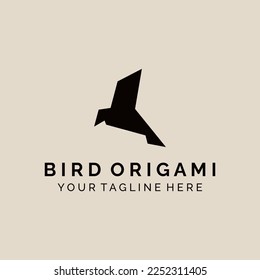 Bird origami logo vintage, icon and symbol, vector illustration design