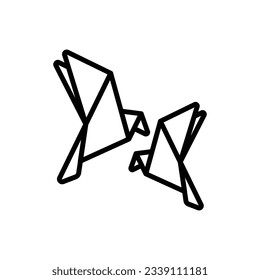 Bird Origami Outline Icon Vector Illustration