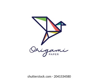 bird origami paper logo design concept