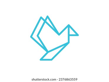 bird origami paper logo design vector illustration