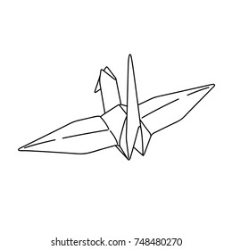 Bird origami paper. simple line illustration vector. tattoo design. minimal geometric design. animal art. isolated tattoo on white background.