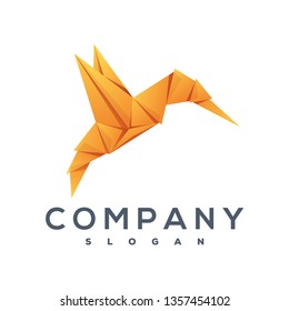 bird origami style logo vector