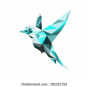 Bird Origami Style Vector Polygonal Illustration.