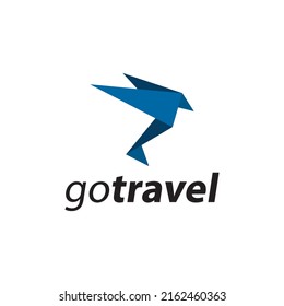 Bird origami travel agency vector logo design