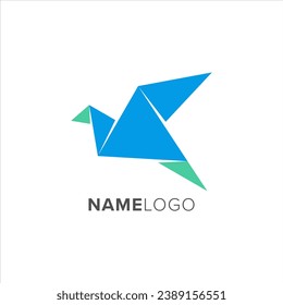 bird origami vector logo design