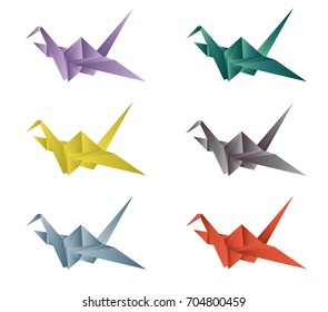 Bird origami vector set