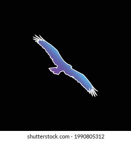 Bird Osprey Shape Blue Gradient Vector Icon