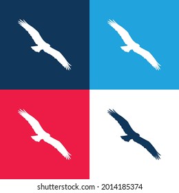 Bird Osprey Shape Blue And Red Four Color Minimal Icon Set