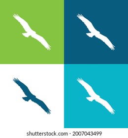 Bird Osprey Shape Flat Four Color Minimal Icon Set