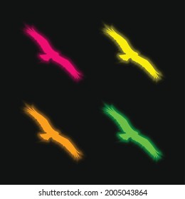 Bird Osprey Shape Four Color Glowing Neon Vector Icon