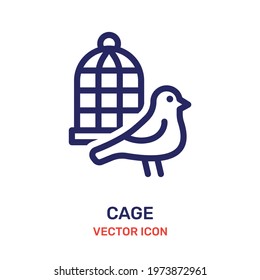 Bird out of cage icon. Freedom concept.
