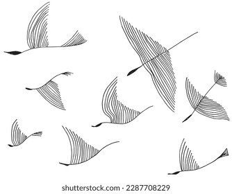 Bird outline illustration vector image. Hand drawn bird sketch image artwork. Simple original logo icon from pen drawing sketch.