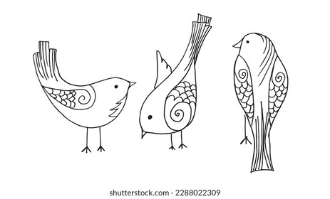 Bird outline illustration vector image. Hand drawn bird sketch image artwork. Simple original logo icon from pen drawing sketch.