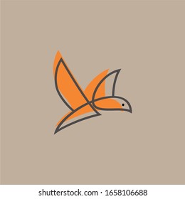 Bird Outline logo design is a simple minimalist style template
