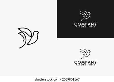 Bird Outline Logo Design Template