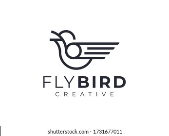 bird outline monogram logo elegant template