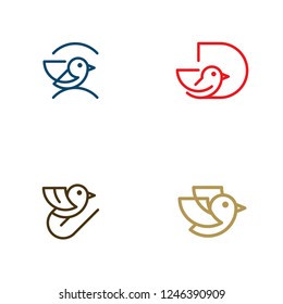 Bird Outline Set Idea Creative Abstract Business Modern Logo