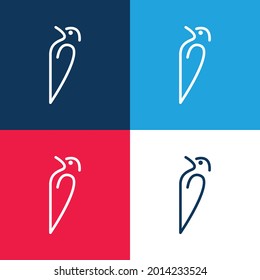 Bird Outline Variant blue and red four color minimal icon set