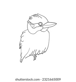 Vector de contorno de pájaro para el diseño de libro de coloreado y tatuaje. Ilustración del vector de aves
