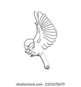 Vector de contorno de pájaro para el diseño de libro de coloreado y tatuaje. Ilustración del vector de aves