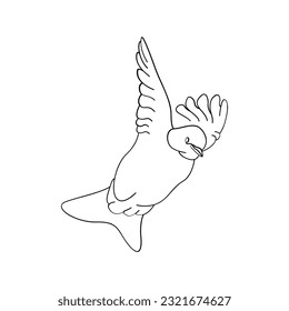 Vector de contorno de pájaro para el diseño de libro de coloreado y tatuaje. Ilustración del vector de aves