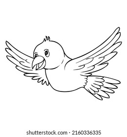 ilustración de vector de contorno de pájaro, aislado en fondo blanco, vista superior