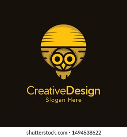 Bird Owl Moon Illustration Vector Logo