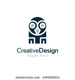 Bird Owl Statue Creative Vector Logo 