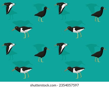 Bird Oystercatcher Set Cartoon Seamless Wallpaper Background