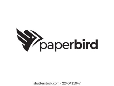 bird paper logo design. education concept creative symbol icon vector illustration.