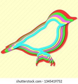 bird in paper-cut style