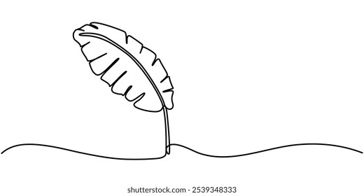 Bird of Paradise Banana Leaf Continuous Line Drawing, Banana Leaves with Banana tree Continuous Line Drawing, Banana Leaf Continuous Line Drawing, tree drawing