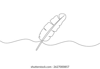 Bird of Paradise Banana Leaf Continuous Line Drawing, One line drawing illustration of banana leaf. Tropical leaf concept line art. Editable outline.