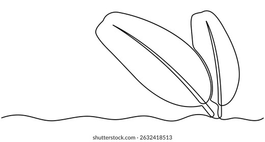 Bird of Paradise Banana Leaf Continuous Line Drawing. Palm leaf in one continuous line drawing. Outline leaf. Element for interior design pro. line art style vector illustration.