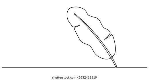 Bird of Paradise Banana Leaf Continuous Line Drawing. Palm leaf in one continuous line drawing. Outline leaf. Element for interior design pro. line art style vector illustration.